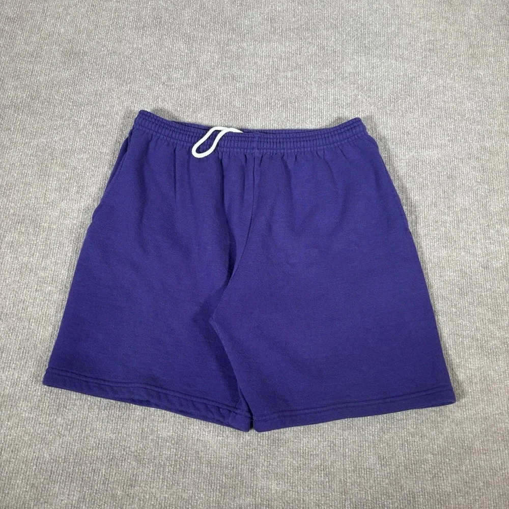 Vintage‎ 90s Jerzees Sweat Shorts Mens L Purple Fleece Blank Pockets Made In USA